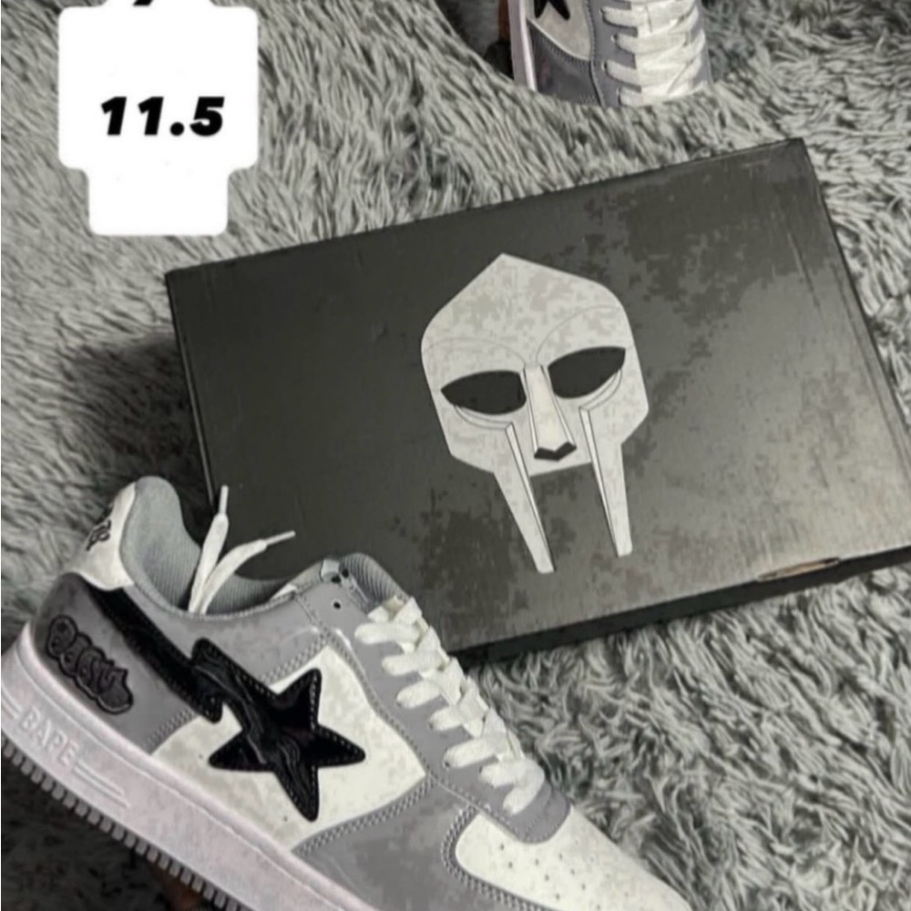 Bape Gray & Black BAPESTA Low Top Sneakers